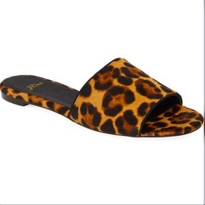 NEW J. Crew Calf Hair Leopard Abbie Slide Sandals